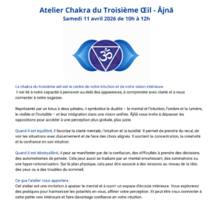 présentation de l'atelier ajna chakra du 11 avril 2026